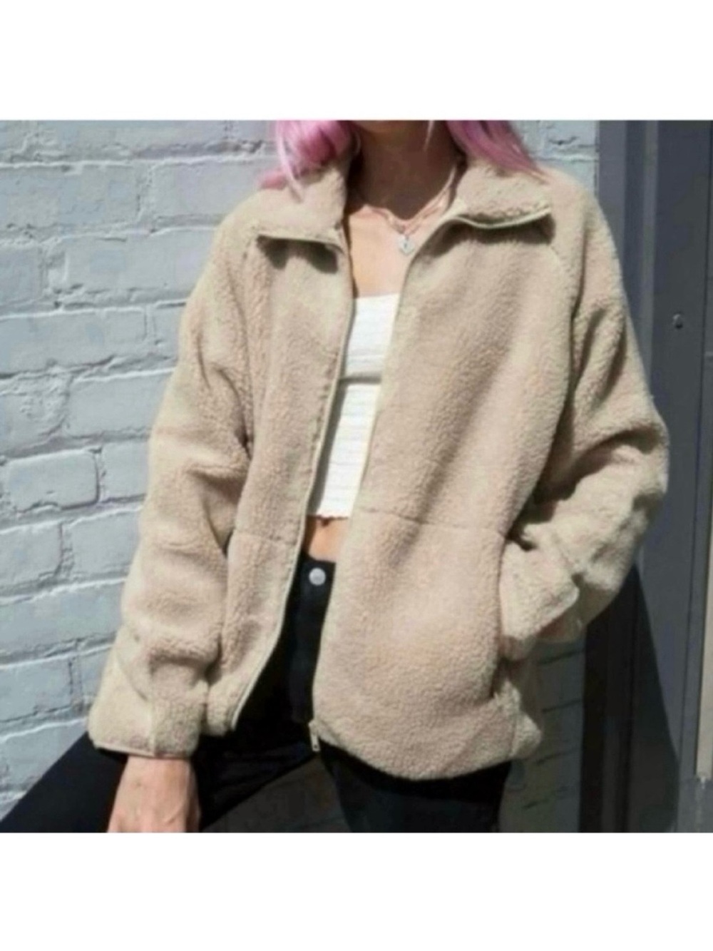 Brandy Melville willow shearling oversized comfy teddy jacket